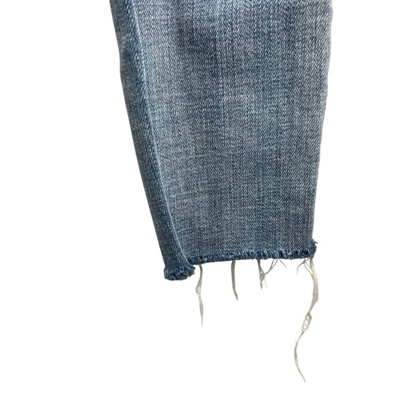 L'AGENCE Mid-Rise Skinny Jeans Distressed Light Wash Size 26 Raw Hem Blue Denim - Picture 3 of 13